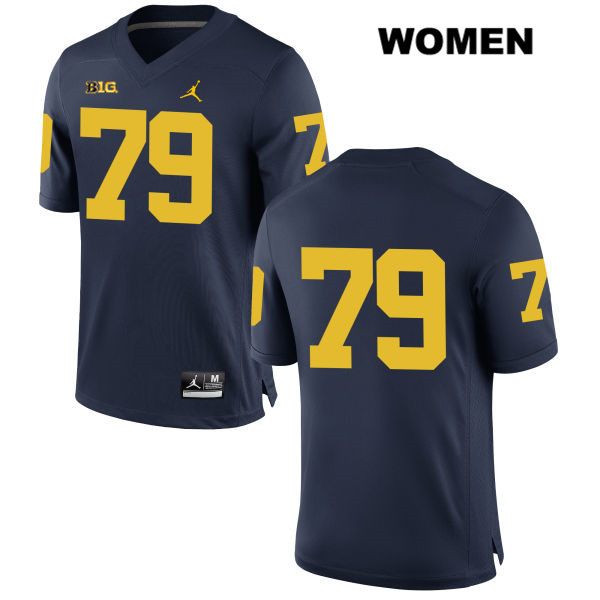 Women's NCAA Michigan Wolverines Greg Robinson #79 No Name Navy Jordan Brand Authentic Stitched Football College Jersey OH25W61GQ